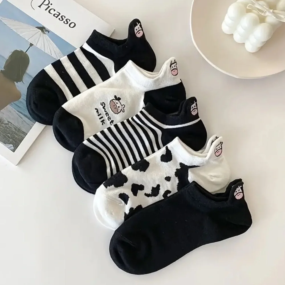 Women’s Sock& Hosiery 5 Pairs Cute Cartoon Cow Comfortable Breathable Socks